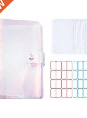 A6 Budget Binder Cover with 12Pcs 6 Hole Cash Envelopes, Cle