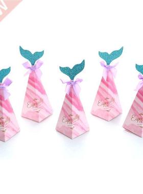 10Pcs Mermaid Tail Paper Candy Box Gift Bags Popcorn Boxes K