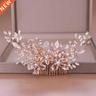 Rhinestone gold Wedding Hair Accessori rendy Combs Rose