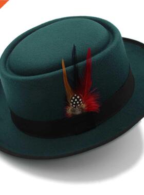 Fashion Women Men Pork Pie Hat Dad Wool Flat Fedora Hat Lady