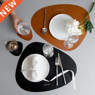 PU Leather Placemat Tableware Pad Oil Water Resistant Heat I
