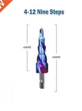 Step Drill Bit Straig/Spiral Groove 1/4'' Hex Shank