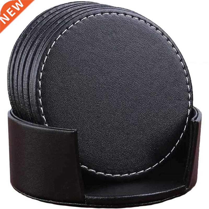 Set of 6 Lether Drink Costers Round Cup Mt Pd 适用于 Hom