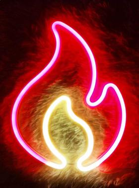 Fre Flame Neon Sgn Lght LED Hangng Wall Lamp Nght Lght