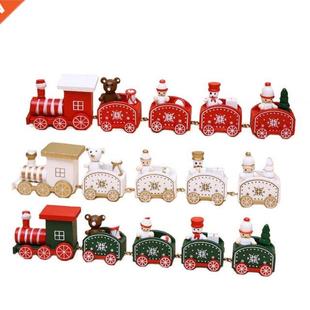 Train Ornament Santa Merry Tabletop Wooden Bear Christmas