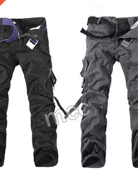 Military Tactical pants men Multi-pocket washed overalls men