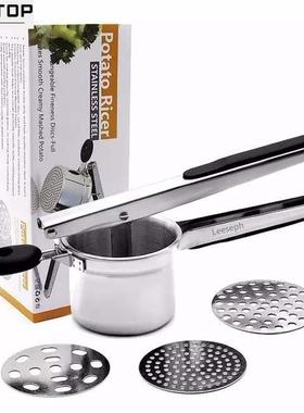 Stainless Steel Potato Ricer with 3 Interchangeable Fineness