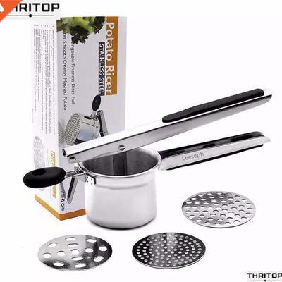 Stainless Steel Potato Ricer with 3 Interchangeable Fineness