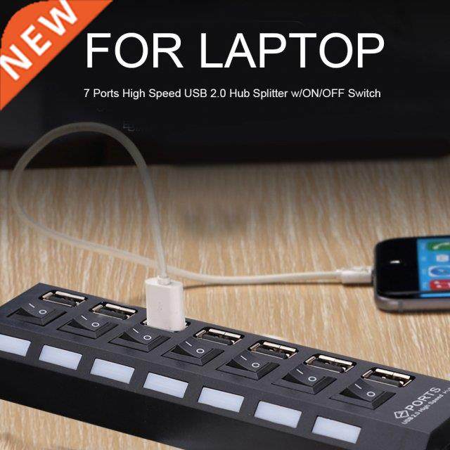 7 Port High Speed HUB USB 2.0 HUB Hub Power On/Off Switch Fo