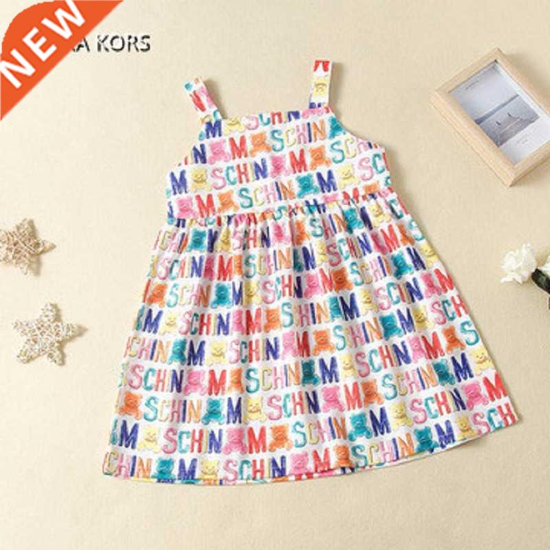 Summer 2022 Girls Dress Girls Cute Dress Strap Muti Print Be