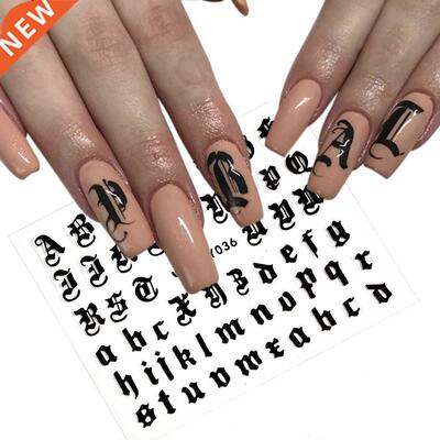 5colors Letter d Nail Art Sticker Nail Decal Black Clear La
