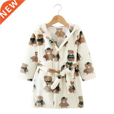 Long Sleeve Hooded Children's Bathrobe Cartoon Print Kids Ro