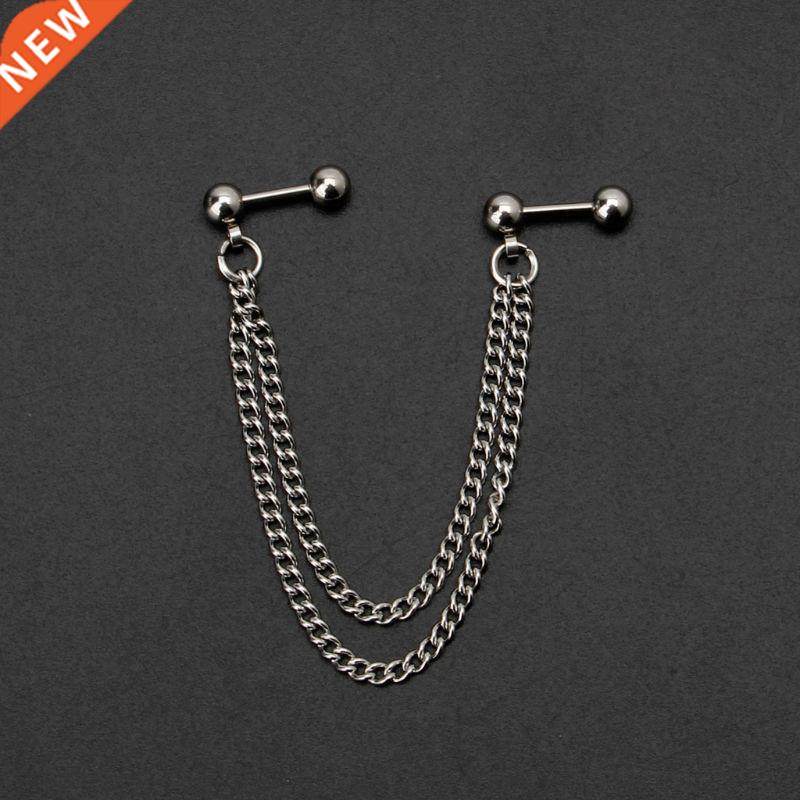 Hot 1Pc Punk Ball Stud Cartilage Ear Wrap Double Chain Pierc