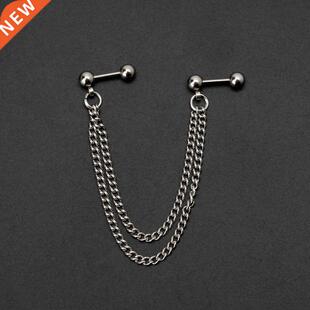 Hot 1Pc Punk Ball Stud Cartilage Ear Wrap Double Chain Pierc