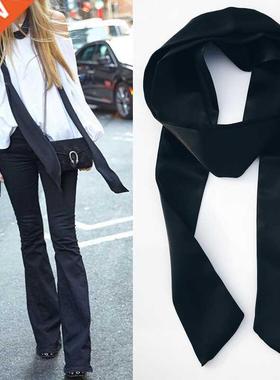 Korean Spring Autun Slender Strip Silk Silk Scarf Solid Col