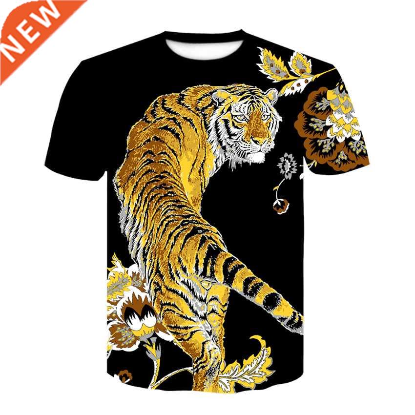 Animal tiger lion 3d printing fashion men's and women's T-sh