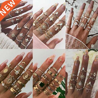 KSRA Boho Vintage Gold Star Knuckle Rings For Women BOHO Cry