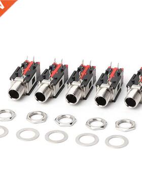 5PCS 6.5mm 1/4 2Pin Female Audio Stereo Phone Jack Headphon