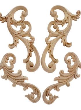 2Pcs/1par Unpanted Wood Carved Corner Applque Frame for H