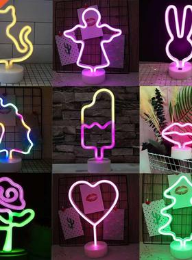 Neon Signs LED Moon Flamingo Pineappl Colorful Pink Led Ligh