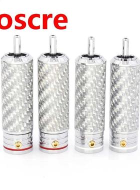 High Quality carbon fiber RCA Jack Rhodium Plated interconne