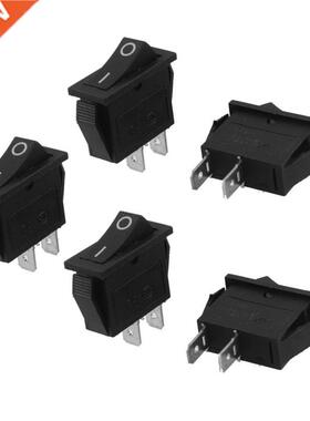 5Pcs SPST On Off Black Snap in Boat Rocker Switch AC250V/15A