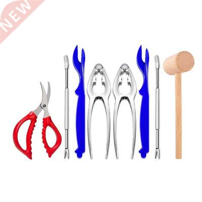 8 Pcs Seafood Tools Set,Includes 2 Crab Crackers,2 Lobster S