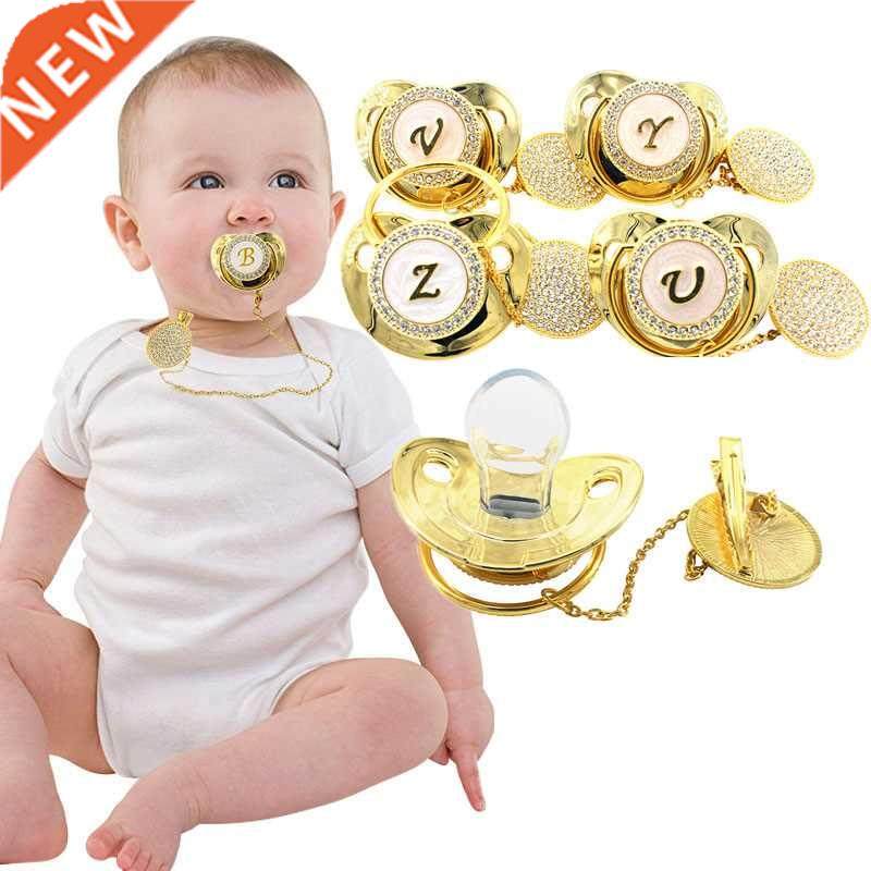 Baby Pacifier Rhinestone Pacifier Clips Chain 26 Letters Sil