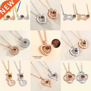 Gold Silver 100 Language I love You women Necklace Pendant