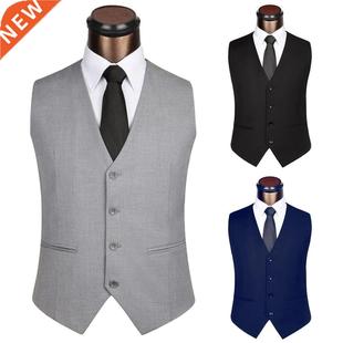 Plus Size Formal Dress Vest Solid Color Suit Vest Men Single