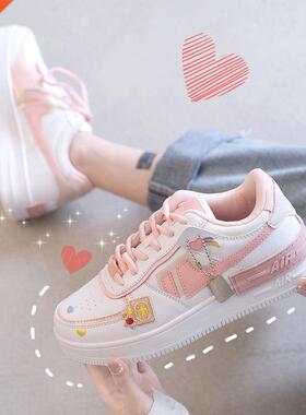 Women Sneakers White Pink Tennis Cute Lovely Girl Casual Sho
