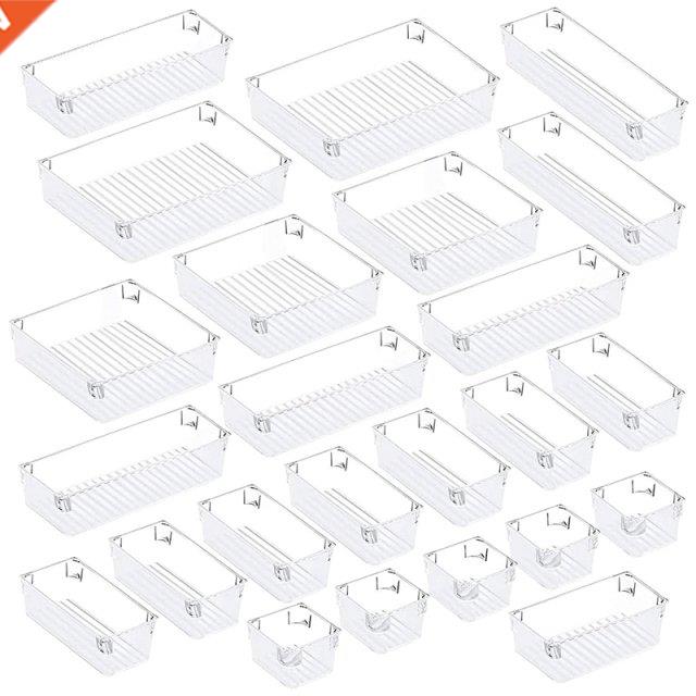 24Pcs Desk Drawer Organizer Set 5-Size Versatile Vanity And