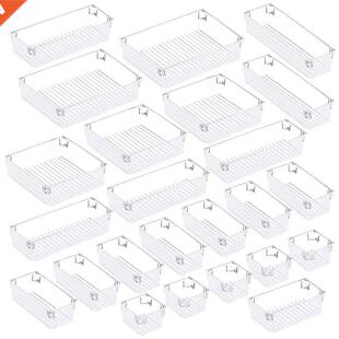 24Pcs Desk Drawer Organizer Set 5-Size Versatile Vanity And