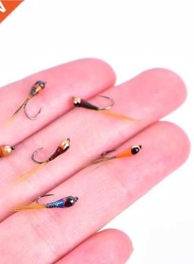 6PCS Tungsten Perdigon Nymph Small Beadheads Fly Rainbow Bro