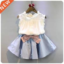 2-8 Years Kids Clothes for Girls The Bow Skirt and Lace Top