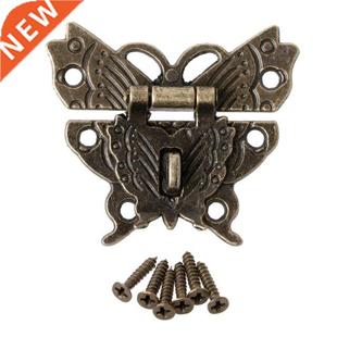 Retro Vintage Butterfly Latch Hasp Wooden Jewelry Box Case L