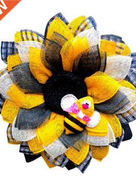 Bee Festival 14inch Sun Flower Wreath for Front Door Garland