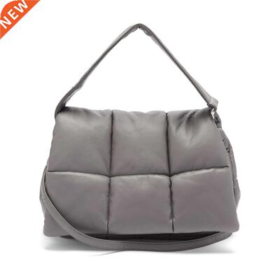 Simple Design Quilted Leather Sling Shoulder Bags Large Squa