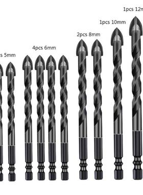 10 Pieces Cross Hex Tile Bit Set 5/6/8/10/12mm for Tile Bric