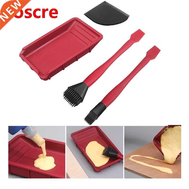 4Pcs Woodworking Silicone Brush Tool Kit Washfree Glue Brush