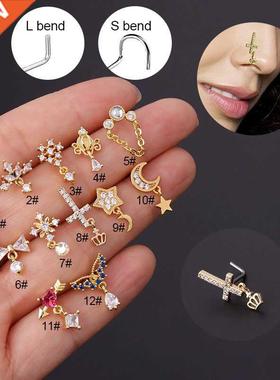 1PC Piercing Body Jewelry Dangling Nose Ring Indian Nose Rin