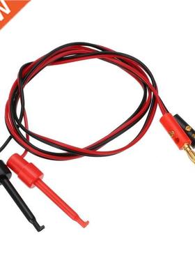 1 Pair 4mm Gold Plated Banana Plug to Test Hook Clip 1M Lead