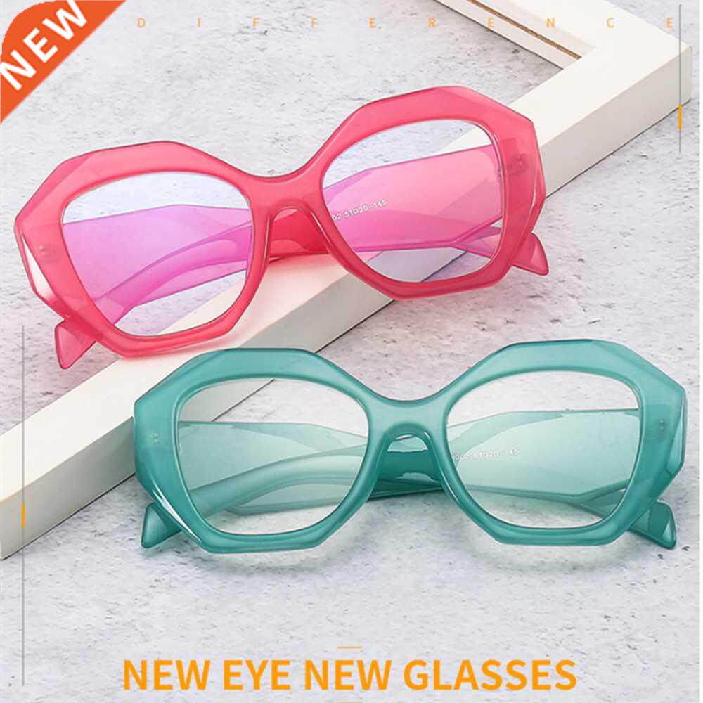 anti-blue light new candy color polygon square eyeglasses fo