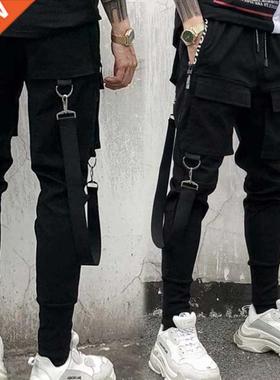 Men's Hip Hop Techwear Pants Youth Ribbons ndy Brand Set