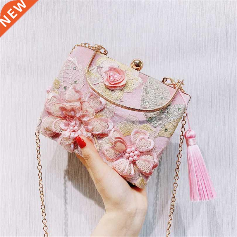 Day Clutch Bags 3D Floral Elegant Evening Bag Chain Shoulder