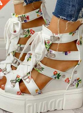 INS Hot Print Leisure Wedges Women's Shoes 2020 Summ