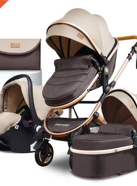 Babyfond High Landscape Baby Stroller 3 in 1 Basket Can Sit