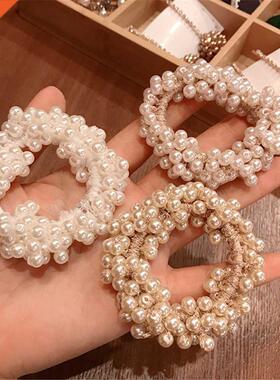 6 Colors Woan Elegant Pearl Hair Ties Beads Girls Scrunchie