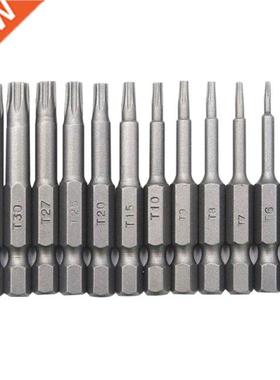 12 Pcs 50mm 1/4 Inch Hex Shank T5-T40 Torx Head Electric Scr