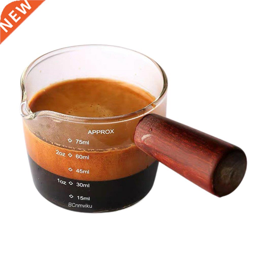 75ml Espresso Coffee Cup Ounce Cup With Scale Wooden Handle
